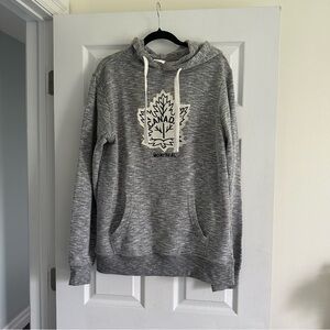 Size L Heathered Grey Embroidered Montreal Canada Hoodie Sweatshirt